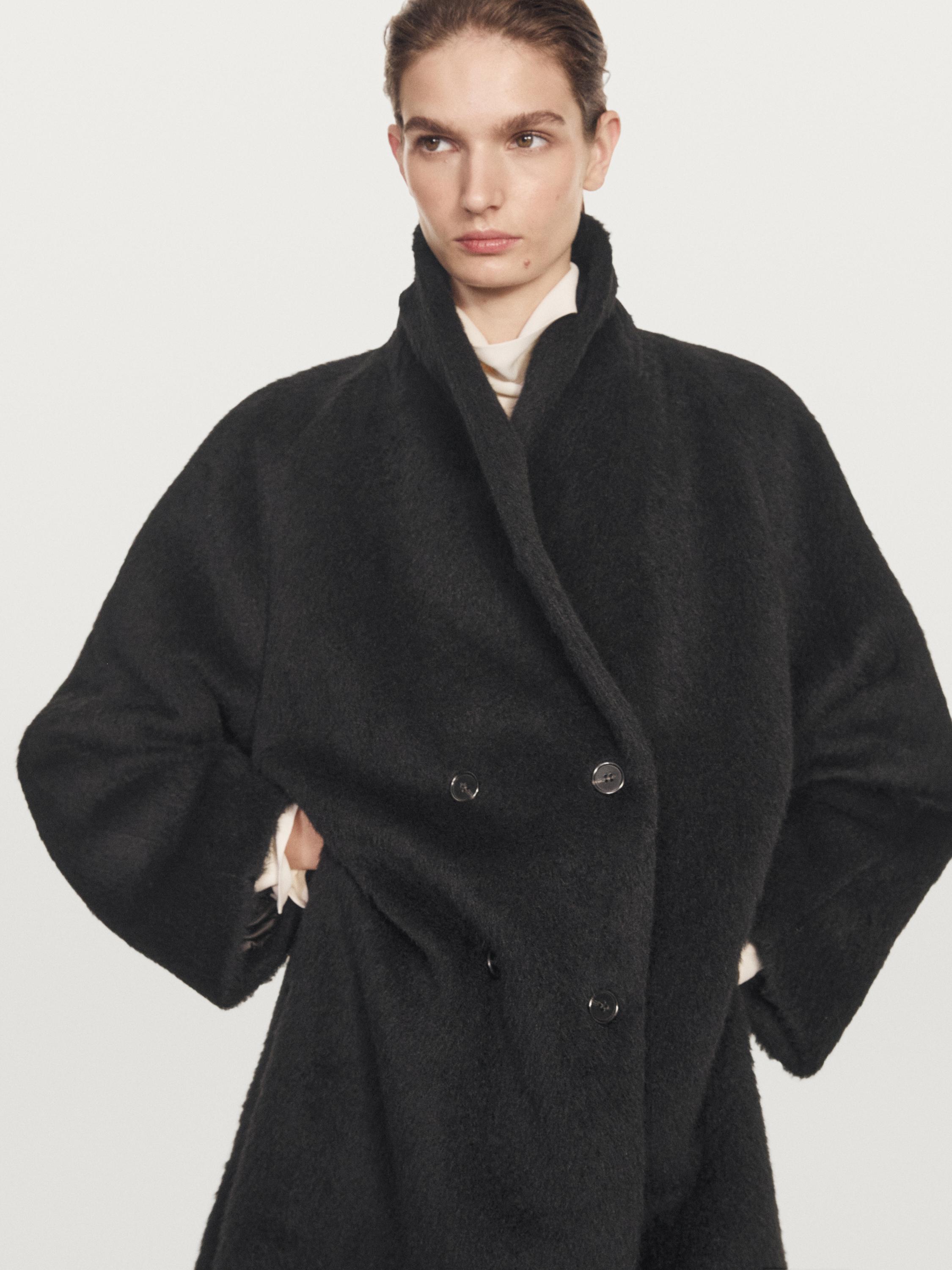 Long alpaca and wool coat